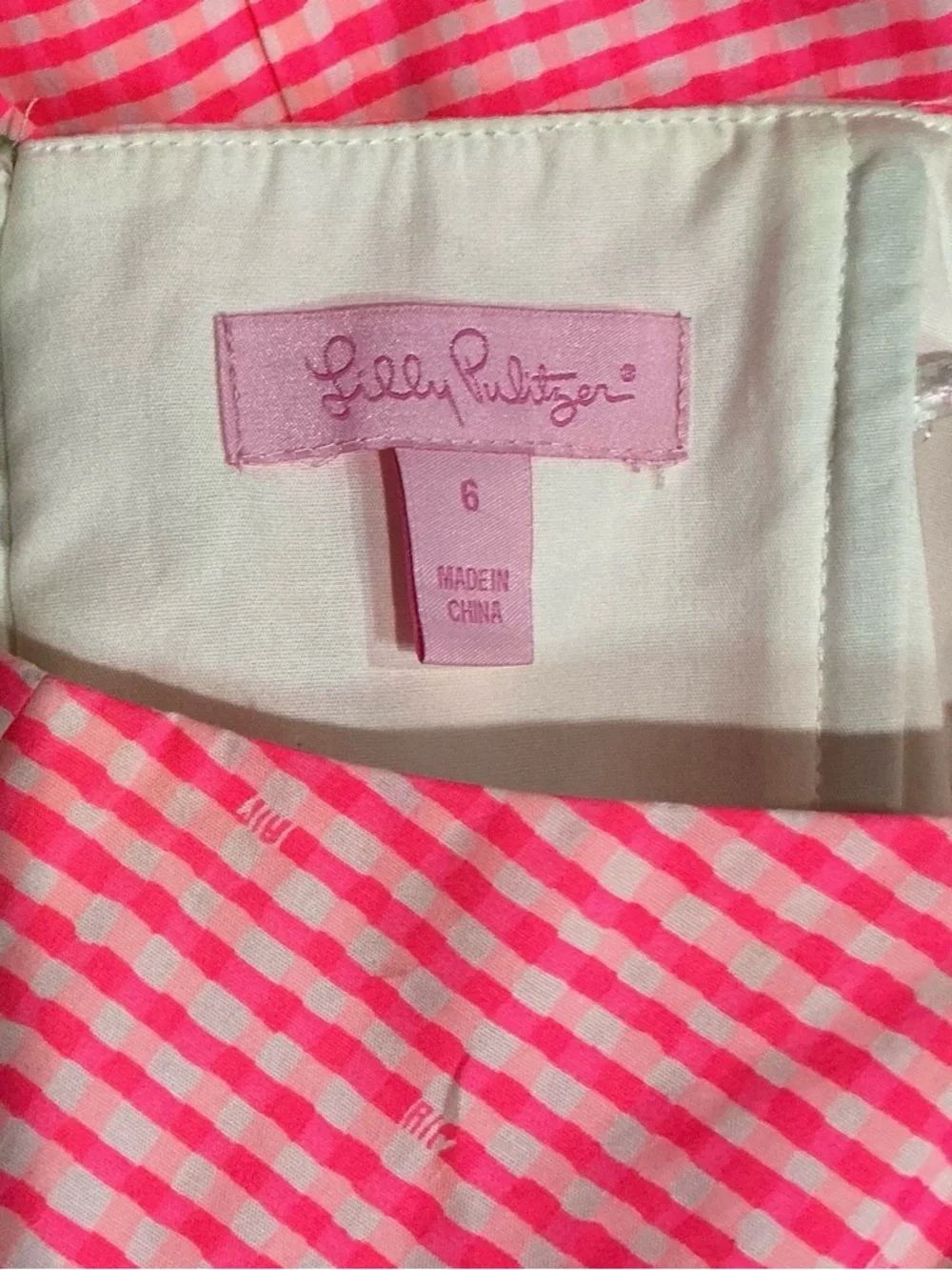 Lilly Pulitzer Lowe Dress Fiesta Pink Pretty Gingham Peplum Cotton Mini 6 - Picture 5 of 8